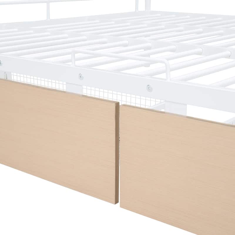 Full XL Over Queen Metal Bunk Bed with Ladder