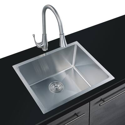 CB HOME 22" Stainless Steel Undermount Kitchen Sink ,Single Bowl Sink with Basket Strainer - 22''