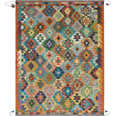 Flatweave Malakai Rust/Turquoise Rug - 4'10" x 6'7"