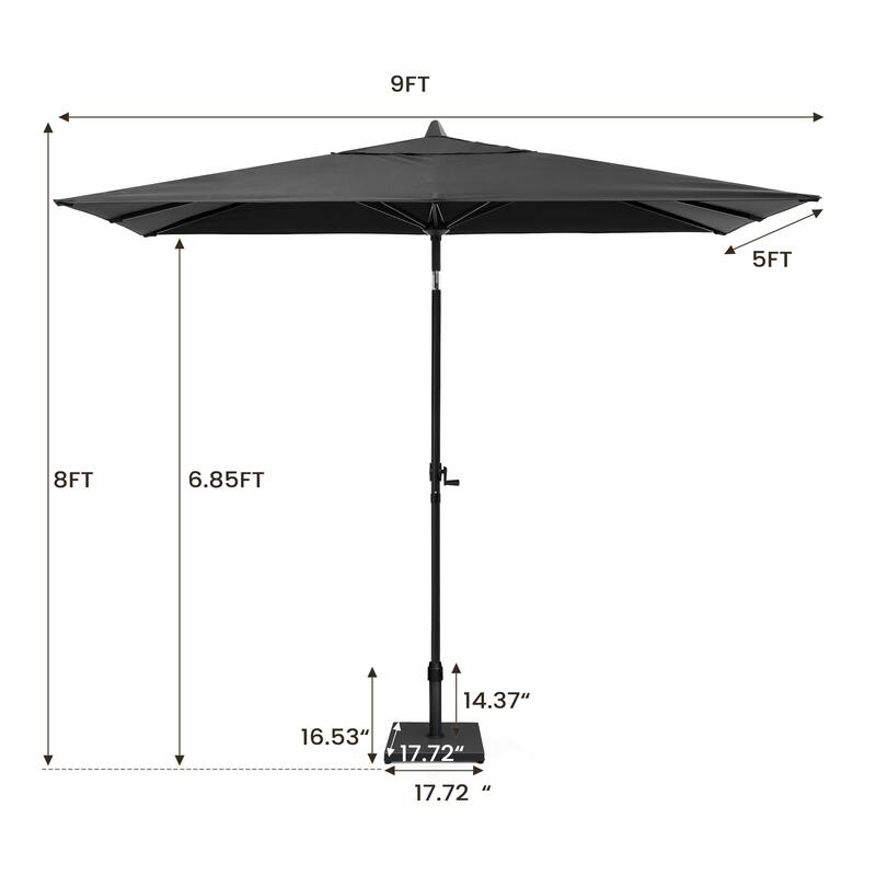 Pellebant Outdoor 9 x 5 FT Patio Market Umbrella Rectangular with Base