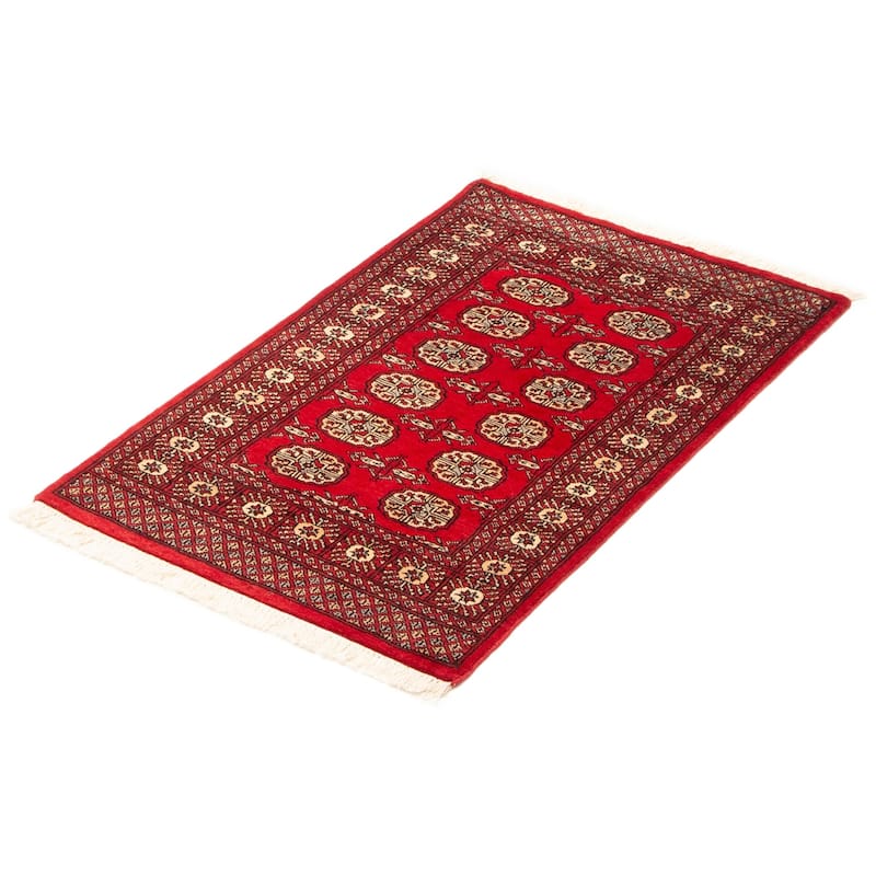 ECARPETGALLERY Hand-knotted Finest Peshawar Bokhara Red Wool Rug - 2'8 x 4'1