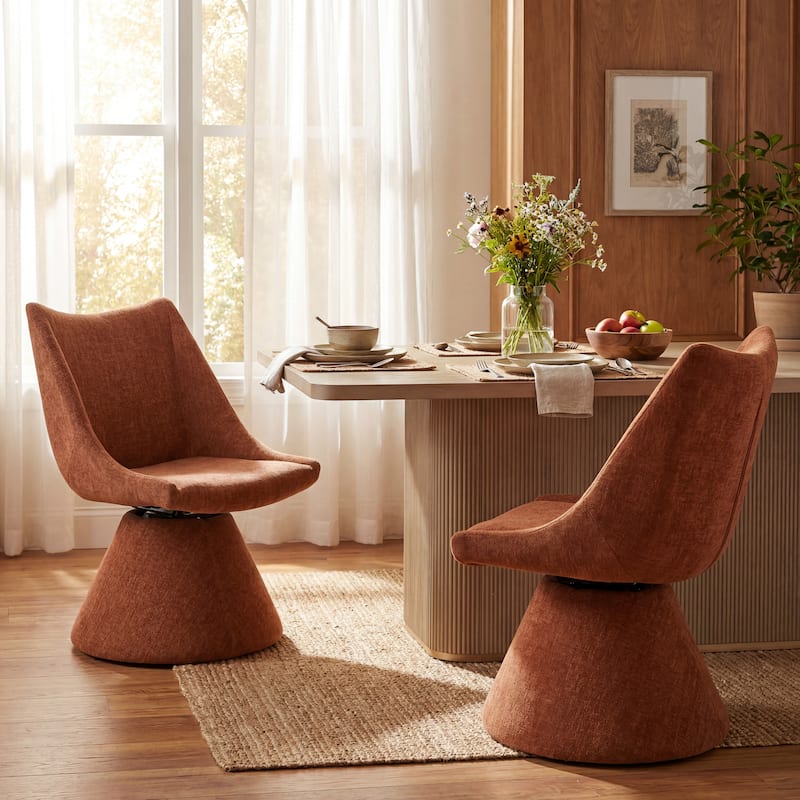 Christopher Knight Home - Modern 180° Swivel Upholstered Dining Chairs Set with Metal Frame & Wrap-round Design, Set of 2