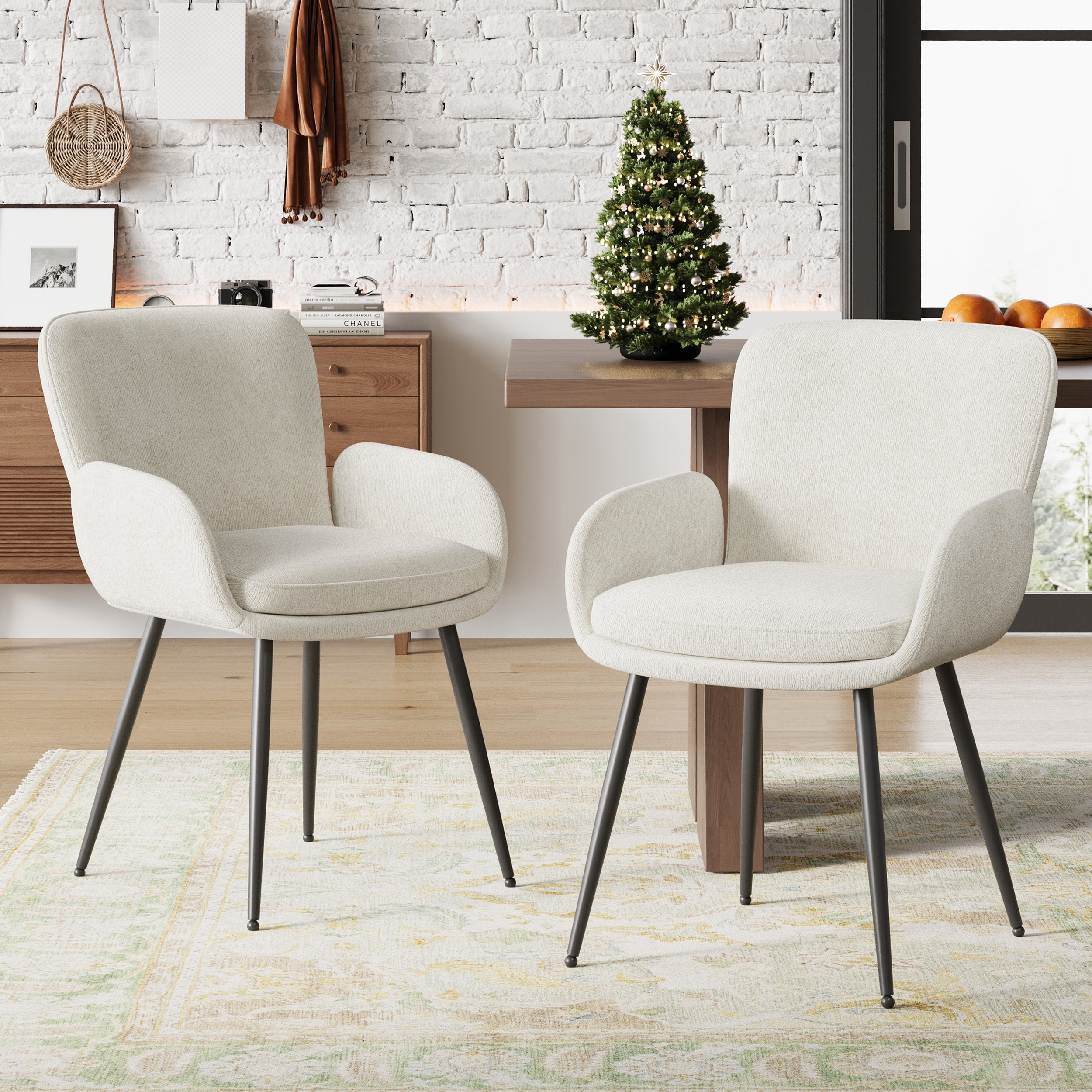 Modern Upholstered Dining Chairs / Kitchen Chairs / Living Room Chairs with Black Metal legs