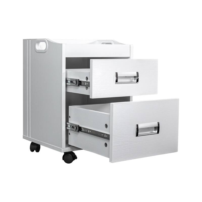 Alera Pedi Cart Pedicart Drawer Trolley for Pedicure Chair Spa Nail Salon, White - N/A