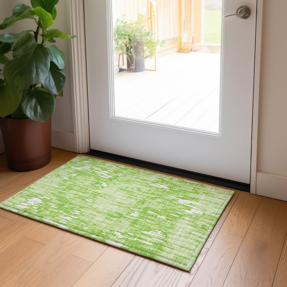 Machine Washable Indoor/ Outdoor Modern Watercolor Chantille Rug