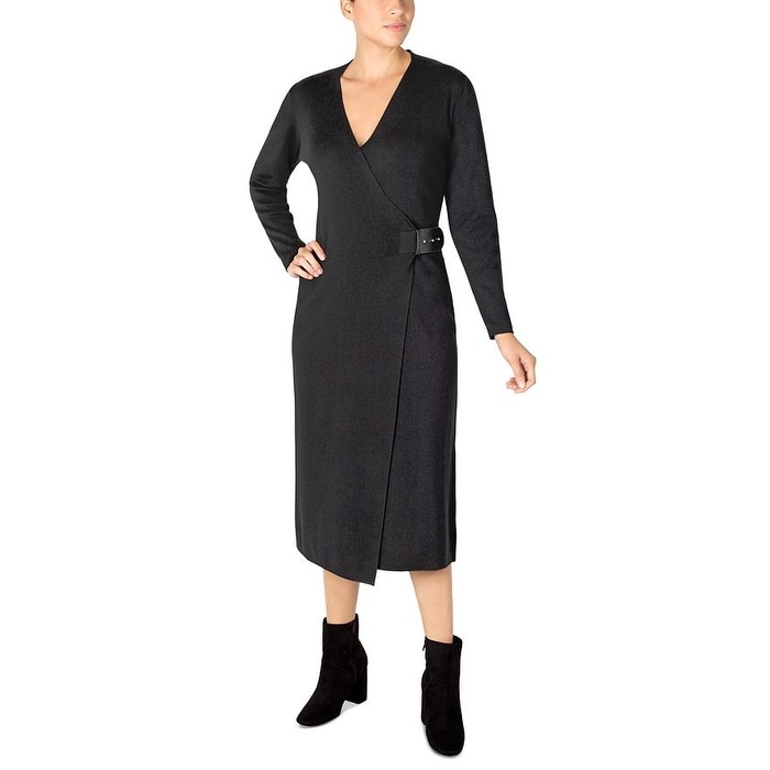 donna ricco midi dresses Donna Ricco New York Teal Satin Surplice V-Neck Ruched Midi Dress Women's Size 8