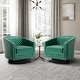 preview thumbnail 58 of 79, 2 Set Tufted PU Vegan Leather Swivel Barrel Chair with Nailheads Trim Green