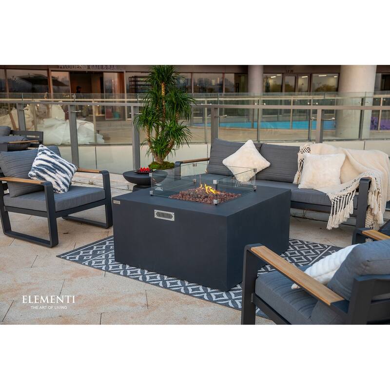 Elementi Rocky 45,000 BTU Concrete Propane Fire Table with Built-In Propane Tank Storage - 43" x 43"