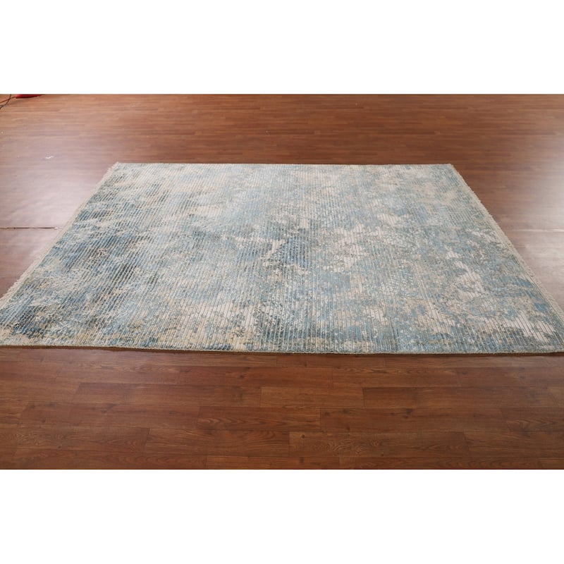 Striped / Abstract Area Rug Hand-Knotted Wool Carpet - 5'6"x 7'8"