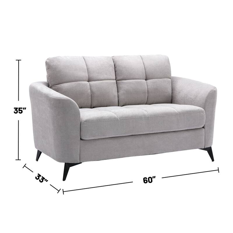 Velvet Upholstered Loveseat with Metal Legs