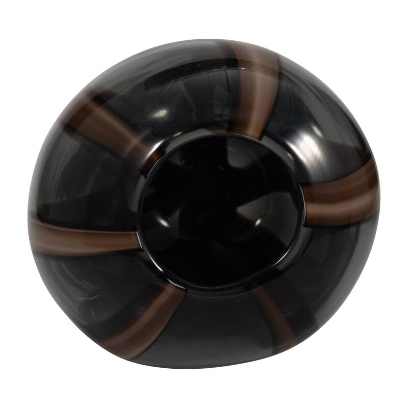 Glass Modern Striped Decorative Vase - Brown
