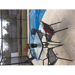 Havenside Home Bellport 5-piece Square Metal/ Glass Table with Rattan Chairs Set
