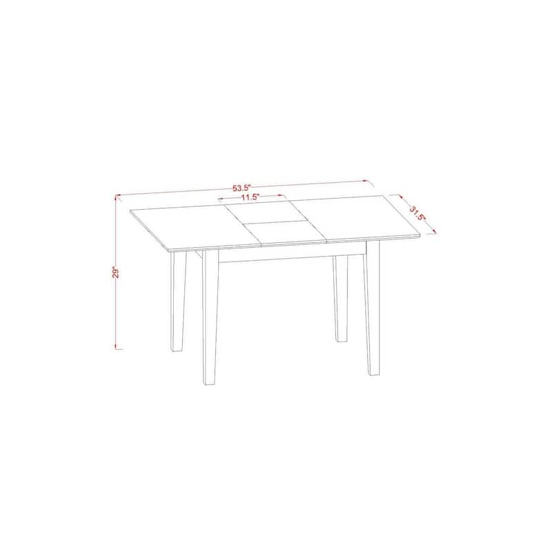 HomeStock 3-Pc Black Finish Rectangular Solid Wood Top with Butterfly Leaf Dining Table Set