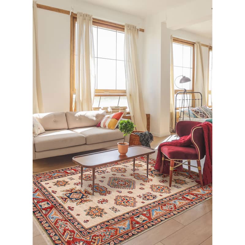 ECARPETGALLERY Hand-knotted Uzbek Ghazni Ivory Wool Rug - 3'11 x 5'9