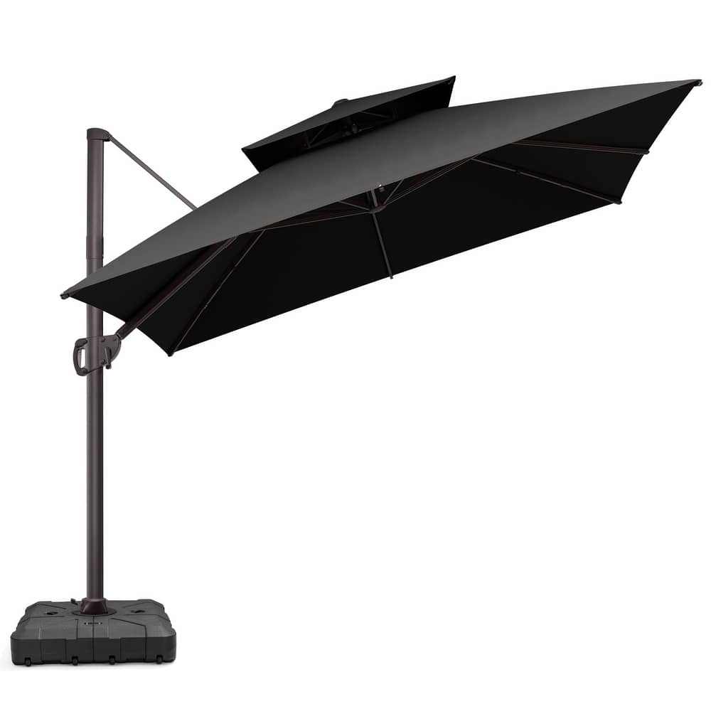 VredHom Double Top 10x10 FT Aluminum Square Patio Cantilever Umbrella with Wheel Base