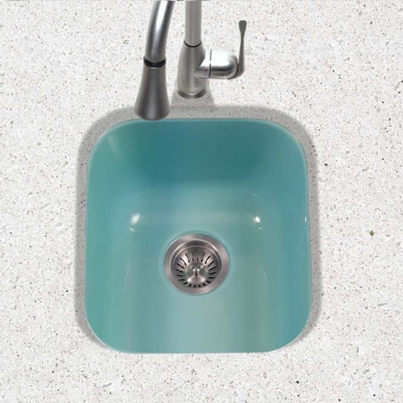 Houzer Porcela 17 inch Mint Porcelain Enamel Steel Undermount Bar Sink