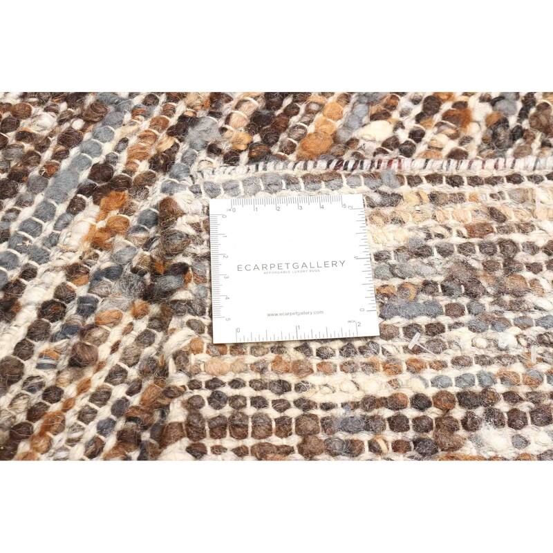 ECARPETGALLERY Braid weave Sienna Dark Brown Wool Rug - 6'1 x 9'1