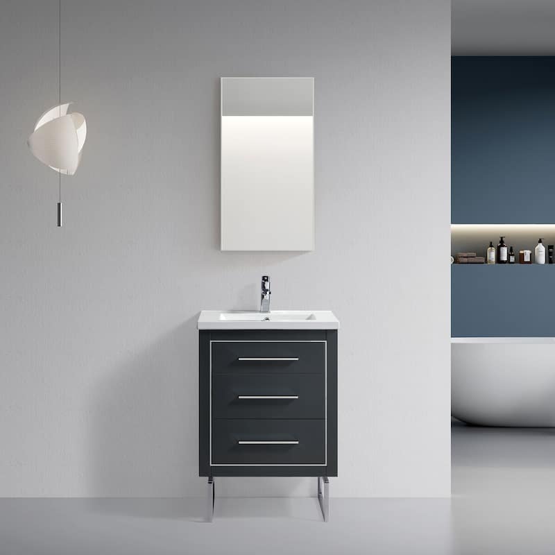 LaLa 24" Single Vanity Set - Charcoal with Chrome Trim