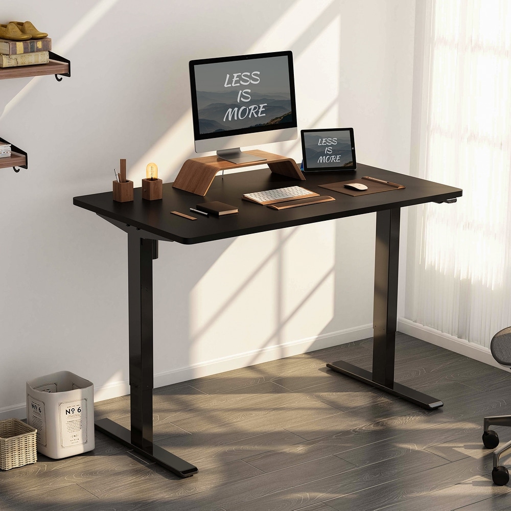 Crank Desk Deals Charcoal Frame/Gloss Black Top, 48 