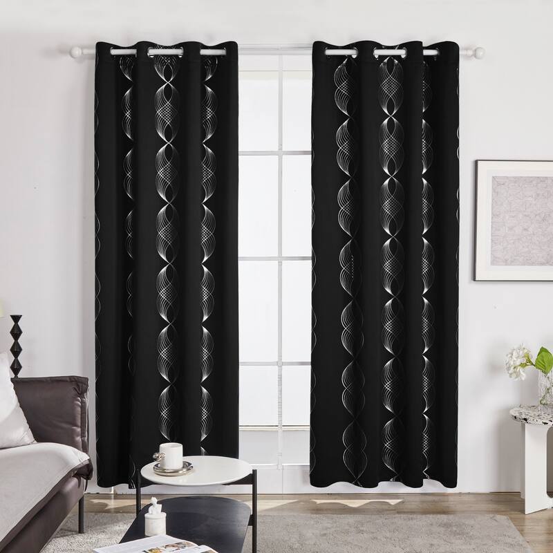 Deconovo Blackout Silver Wave Curtains(2 Panel)