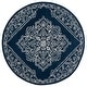 preview thumbnail 6 of 7, Lauren Ralph Lauren Handmade Gunlaug Oriental Medallion Wool Rug 5' Round - Navy/Ivory - Round