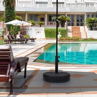 Simple Deluxe 20"" Heavy Duty Patio Umbrella Base Stand With Steel Holder, Water/Sand Fillable, 50lbs Capacity, Black
