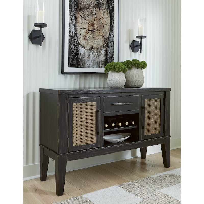 Signature Design by Ashley Galliden Black/Brown Dining Server - 56"W x 18"D x 38.25"H