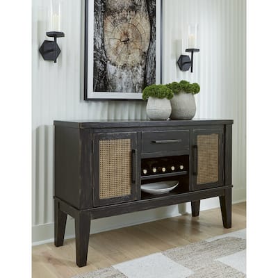 Signature Design by Ashley Galliden Black/Brown Dining Server - 56"W x 18"D x 38.25"H