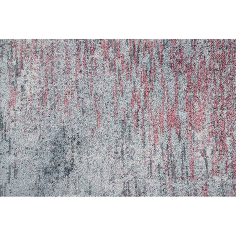 Hand Knotted Oriental Viscose Silk Carpet Modern All-Over Greys & Charcoal Abstract Area Rug - 4' 0'' X 2' 0''