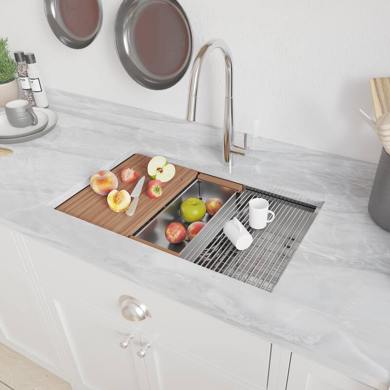 Undermount Workstation Kitchen Sink Single Bowl Sink with Accessories