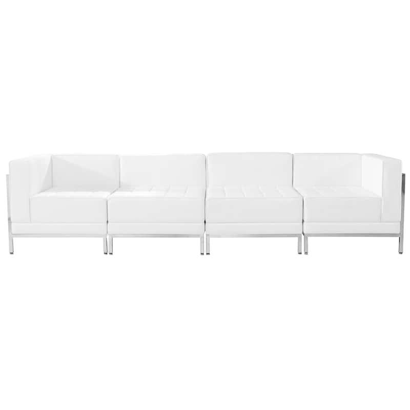 LeatherSoft 4 Piece Modular Lounge Set with Taut Back and Seat - 113"W x 28.5"D x 27.25"H - 113"W x 28.5"D x 27.25"H