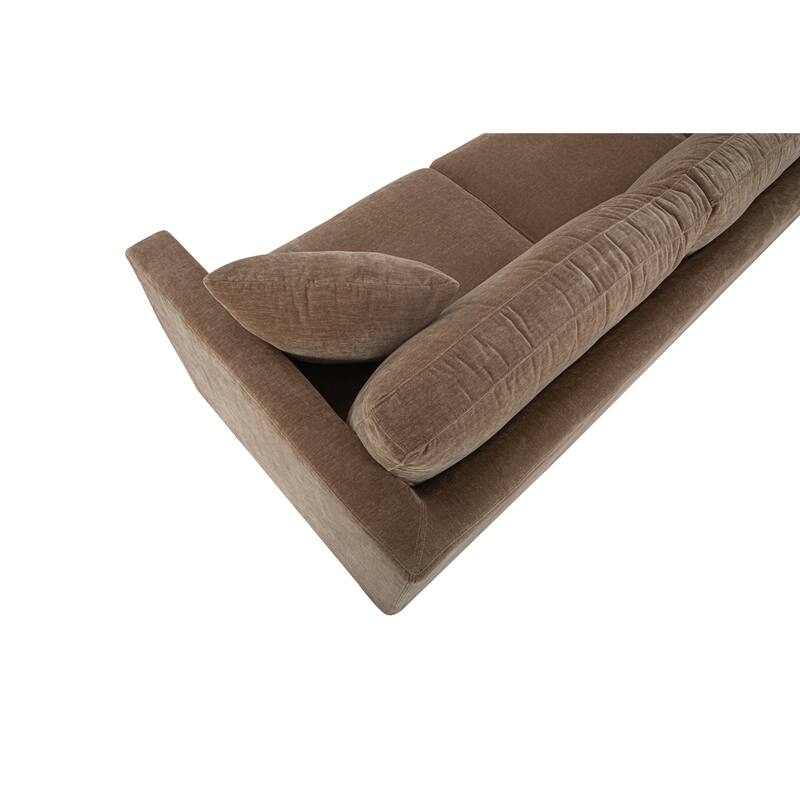NADAAL STUDIOS Nyver Left-Facing Sectional, Deep Seat Layout with Oak Legs and Textured Polyester Upholstery, Camel
