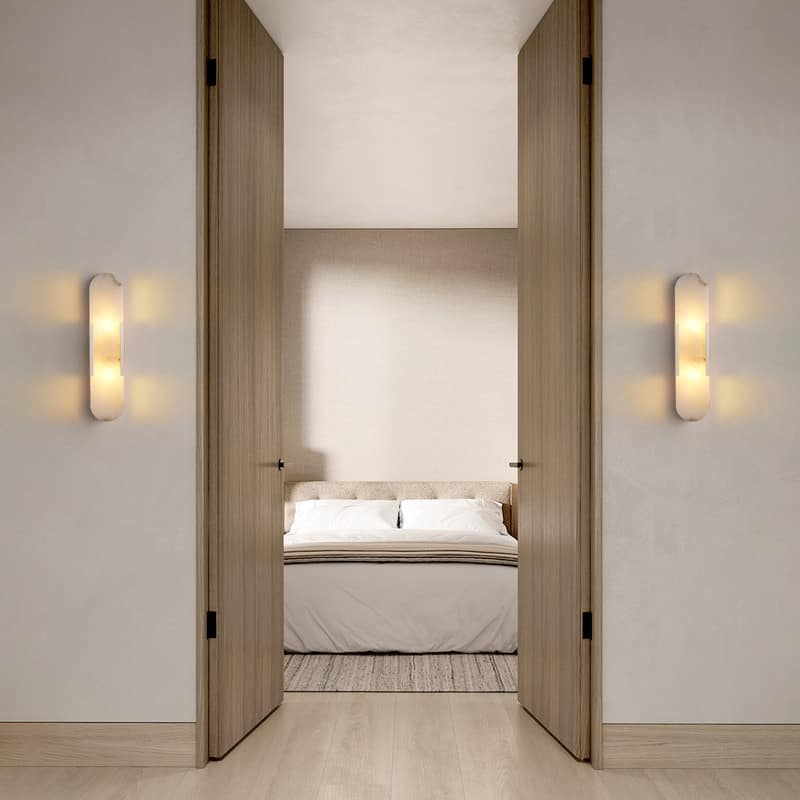 KAYLA Dimmable LED Polished Wall Sconce With Alabaster Shade (Set Of 2)