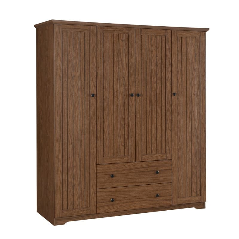 Four-Door Wardrobe Armoire With Two Drawers‌ - 60.6''L x 20.8''W x 68.5''H