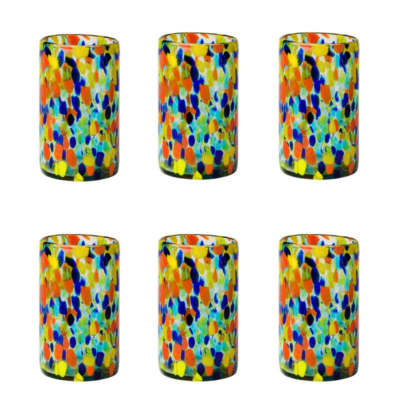 10 Strawberry Street Carnival Handblown Mexican Glass, Sets of 6