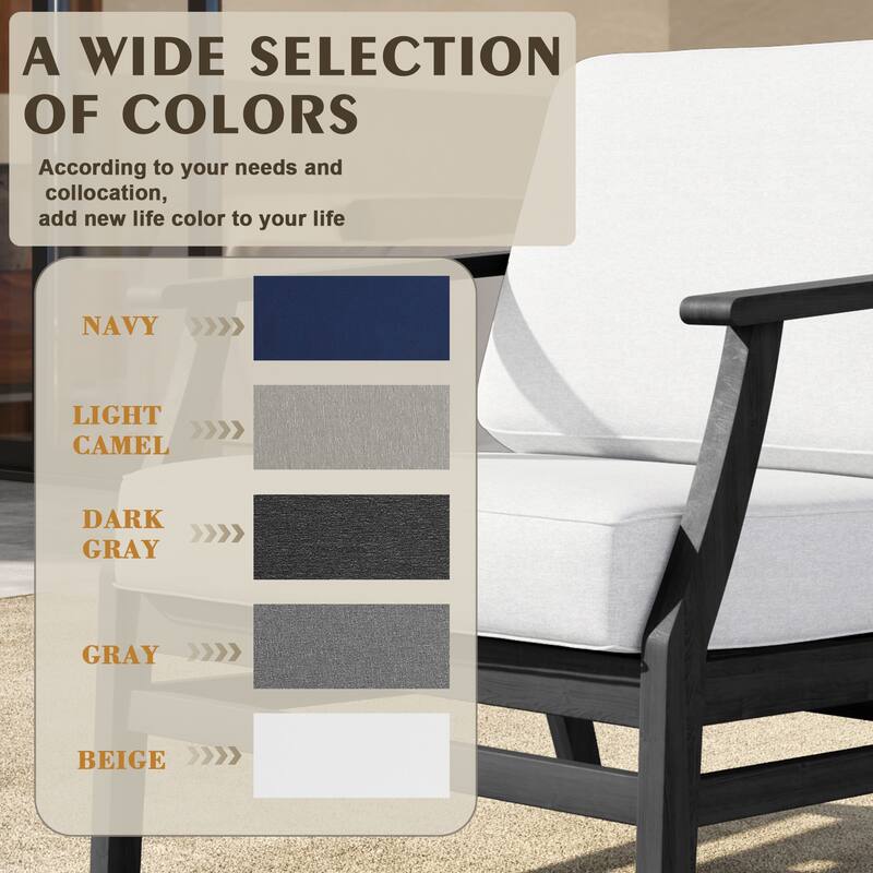 Outdoor Teak Wood Club Chairs with Cushions (Set of 2)