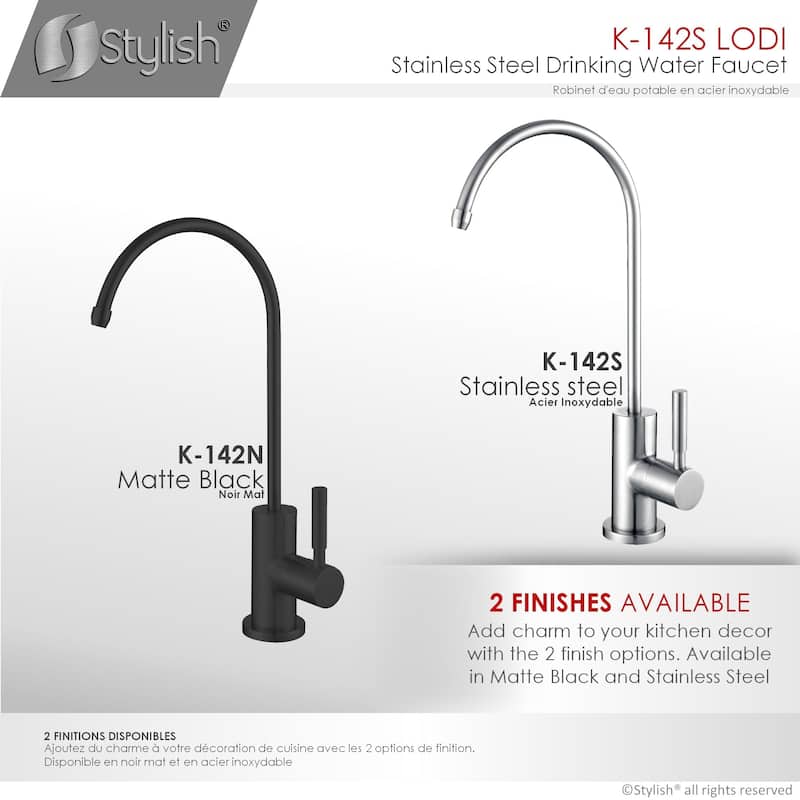 STYLISH Kitchen Sink Drinking Water Faucet, Commercial Water Filtration Faucet, Stainless Steel, Contemporary Style High-Spout