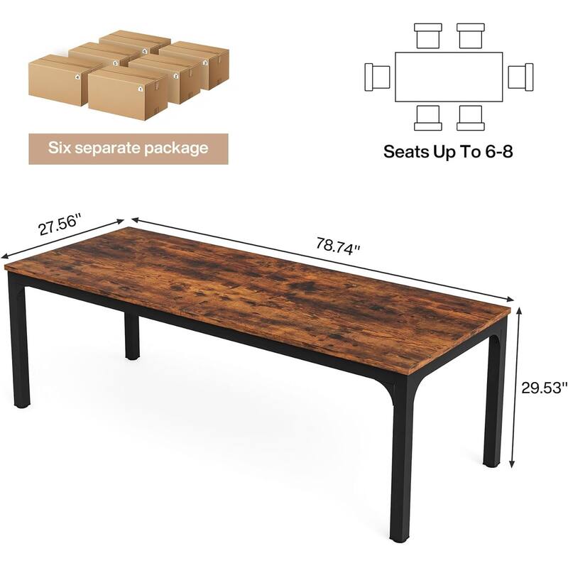Modern Office 13FT Conference Table Set of 6, Large Rectangle Meeting Table, 78.74-Inch Long Business Seminar Table