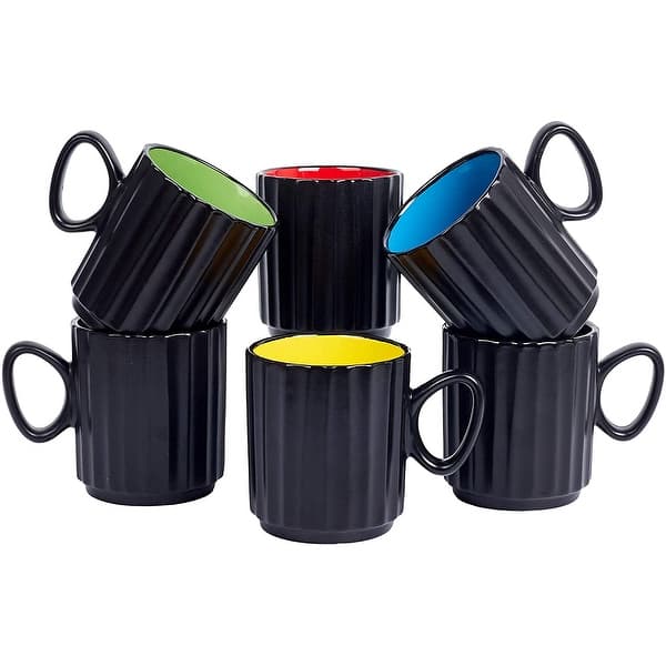 Ceramic Coffee Mug for Cappuccino Black 14 Oz