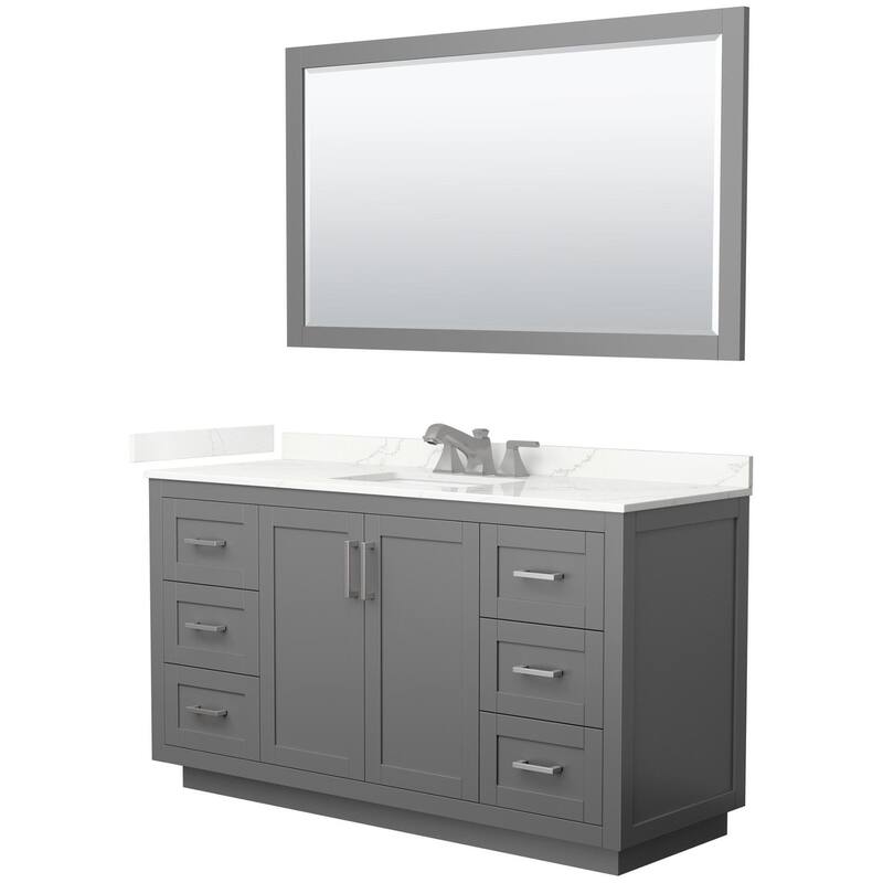Wyndham Collection WCF292960S-QTZ-US3M58 Miranda 60" Free Standing - Dark Gray / Giotto Quartz Top / Brushed Nickel