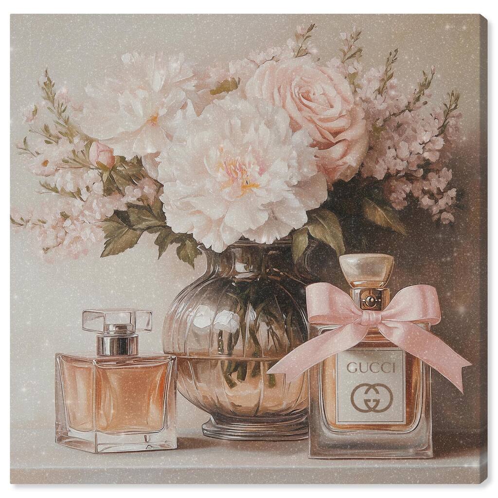 Peach Perfume Flowers in Vase Canvas by Art Remedy, Gallery Wrapped