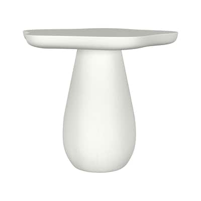 Wooden Side Table with Cloud-Shaped Top in Off White