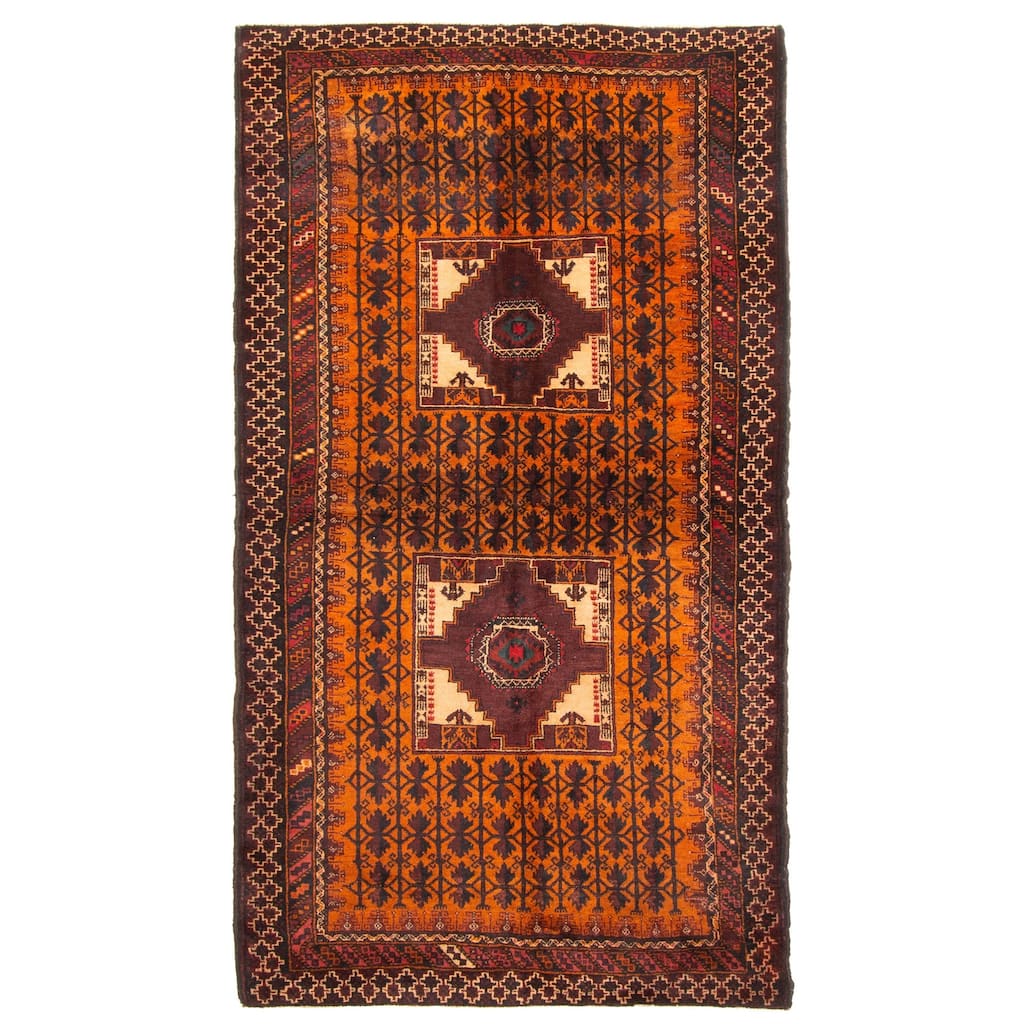 ECARPETGALLERY Hand-knotted Rizbaft Burnt Orange Wool Rug - 4'1 x 7'3