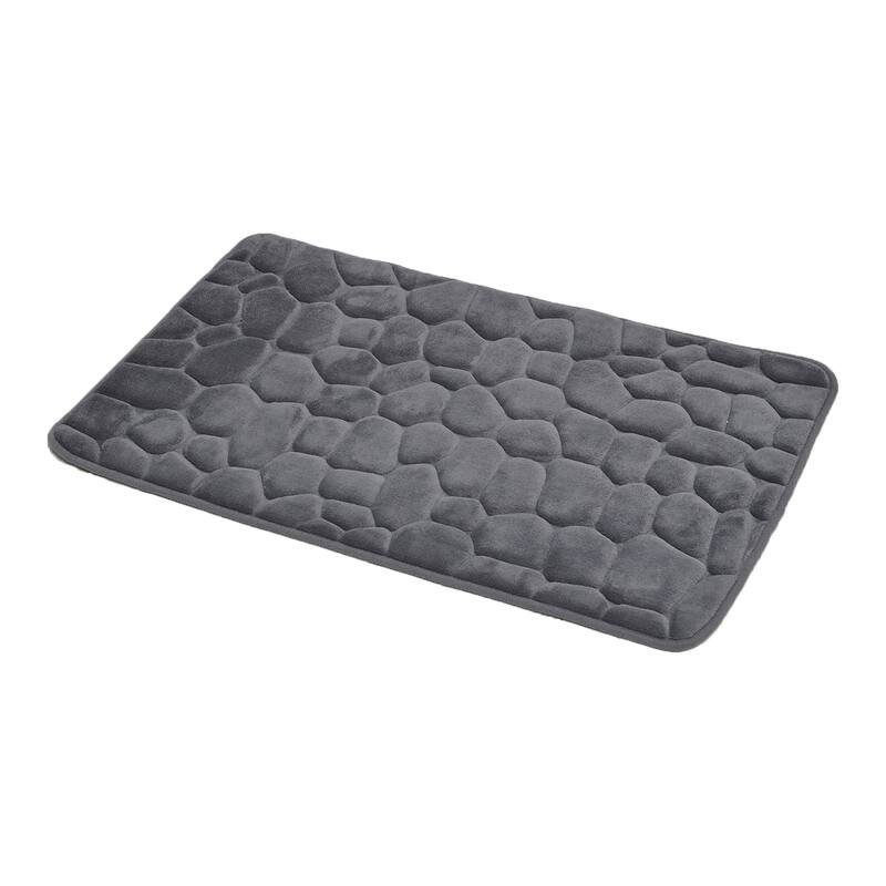 Memory Foam Bath Mat Pebble Design 32x20 - Dark Gray