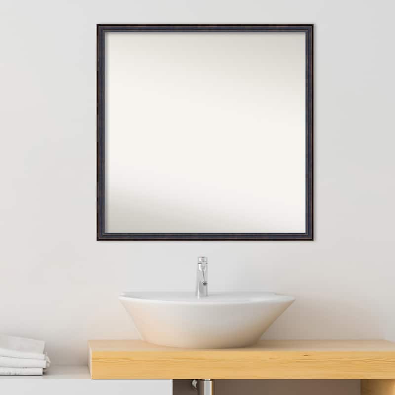 Non-Beveled Wood Bathroom Wall Mirror - Dark Bronze Scoop Frame - Dark Bronze Scoop