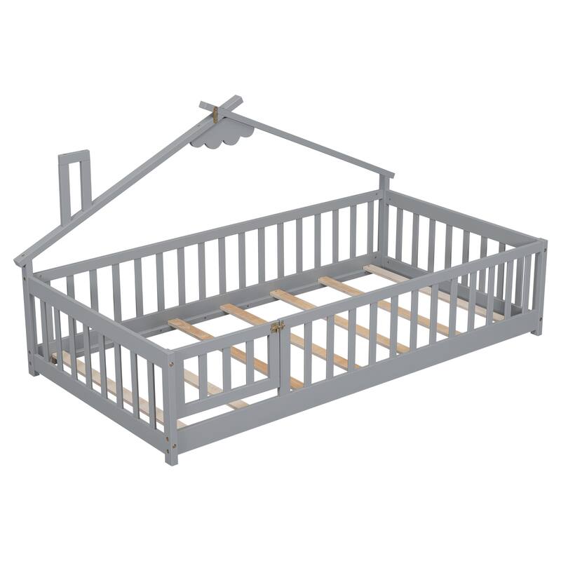 WM Twin House-Shaped Bedside Floor Bed