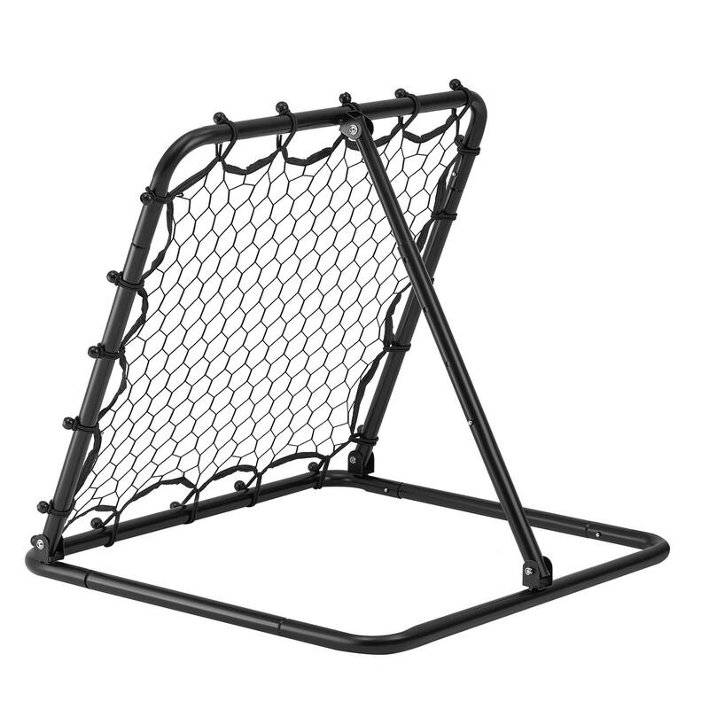 Black Iron Tube Soccer Rebounder Net, 2x2 Mesh, Adjustable Angle, Foldable and Portable
