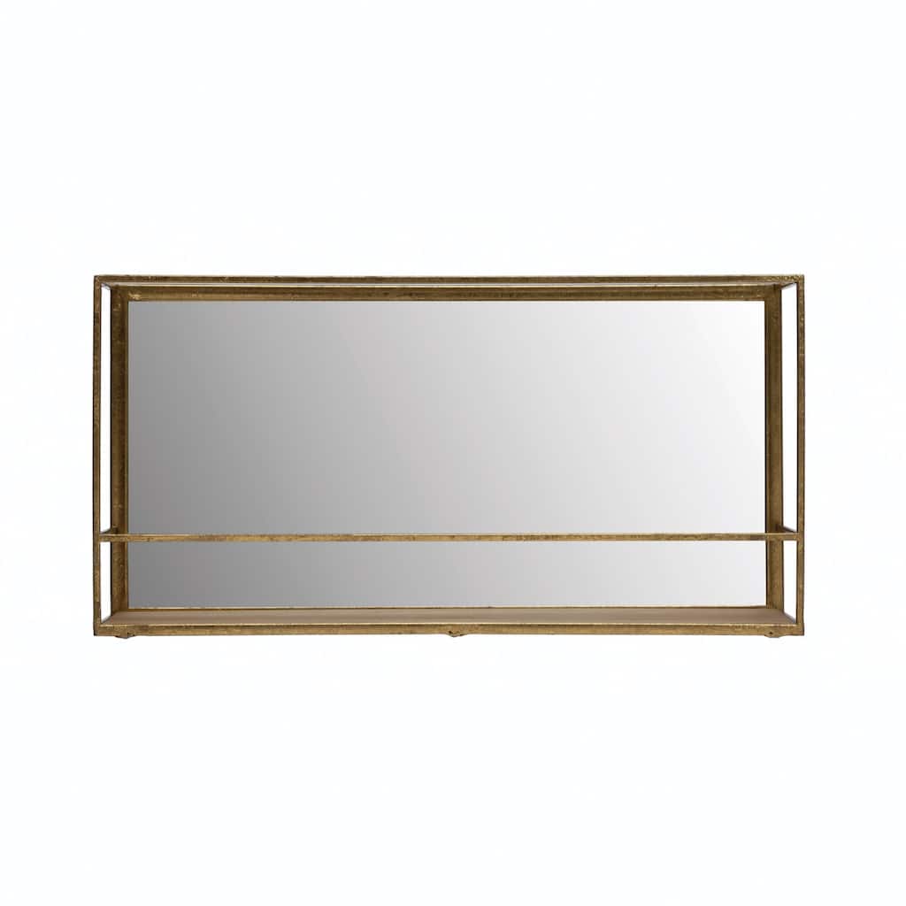 Wall Shelf with Mirror, Brass Finish
