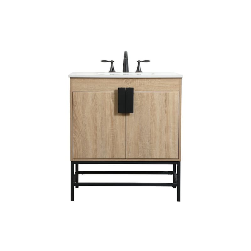 Elegant Lighting VF48830 Eugene 30" Free Standing Single Basin Vanity - Mango Wood - Wood Finish