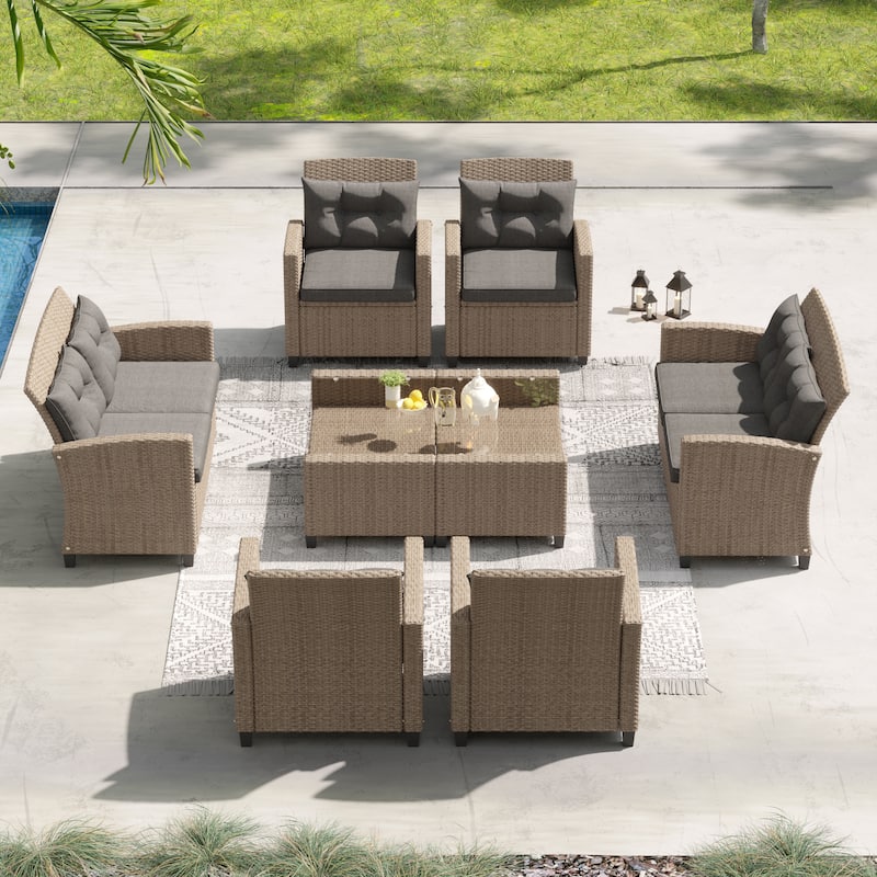 Corvus Armitage 8-piece Outdoor Wicker Sofa Set with Cushions